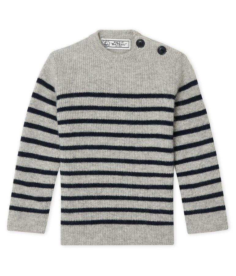 Baby-Kaschmirpullover f&uuml;r Jungen grau/blau