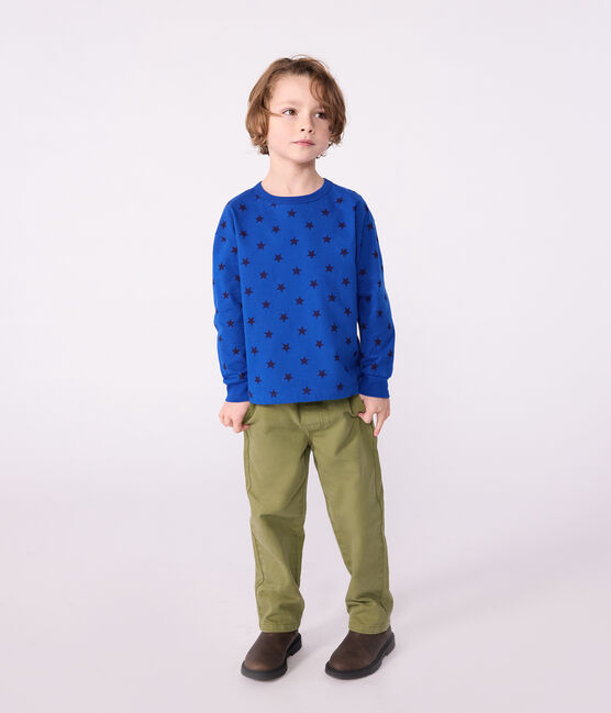 Langärmeliges Kinder-T-Shirt aus bedruckter Baumwolle blau OLYMPIC+SOIR