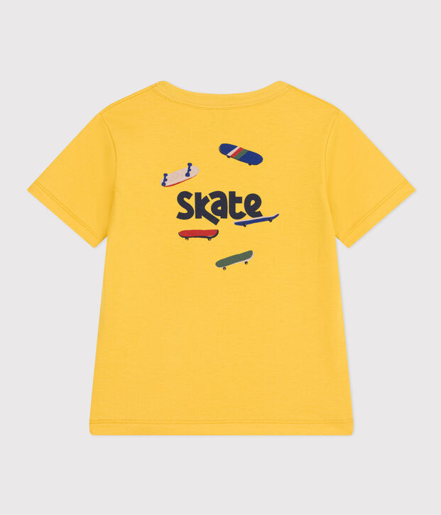 Gemustertes Jungen-T-Shirt aus leichtem Jersey gelb