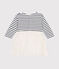 Gestreiftes Baby-Kleid aus Doppeljersey und Tüll weiss MARSHMALLOW/weiss MULTICO