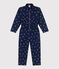 Langärmeliger Kinder-Overall aus Baumwolle mit Blumenmuster blau MEDIEVAL/weiss MARSHMALLOW