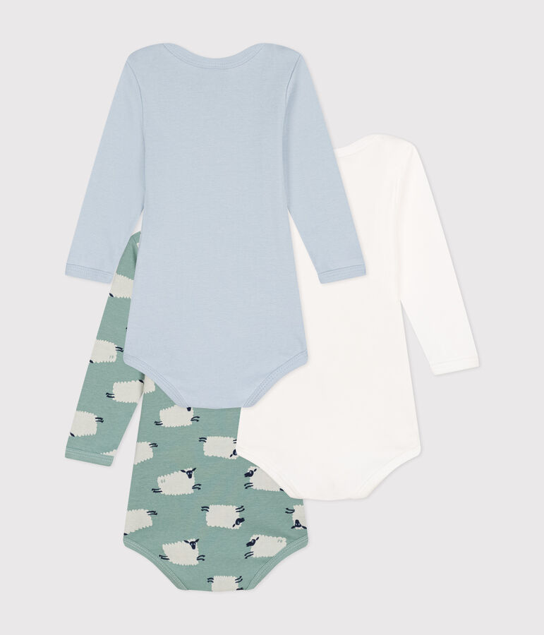 3er-Set lang&auml;rmelige Bodys aus Baumwolle mit Sch&auml;fchen f&uuml;r Babys vielfarbig