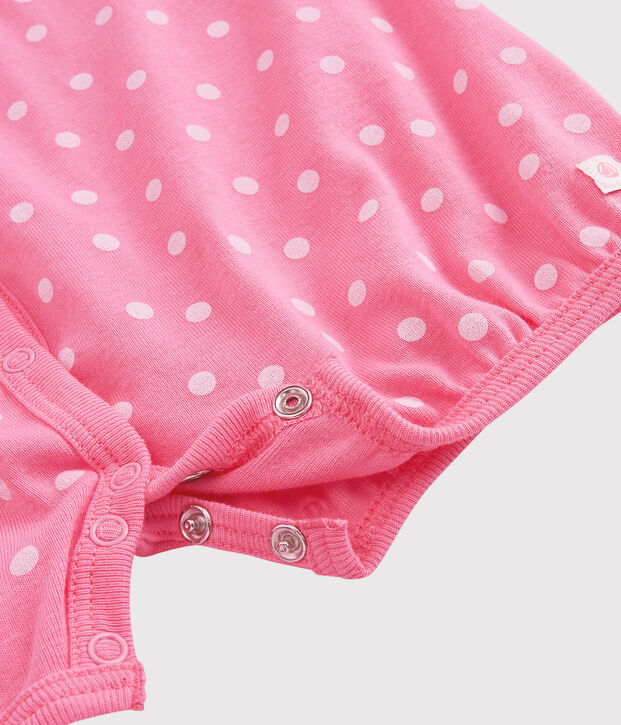 Baby-Kurzoverall aus Baumwolle mit Punktmuster rosa/weiss