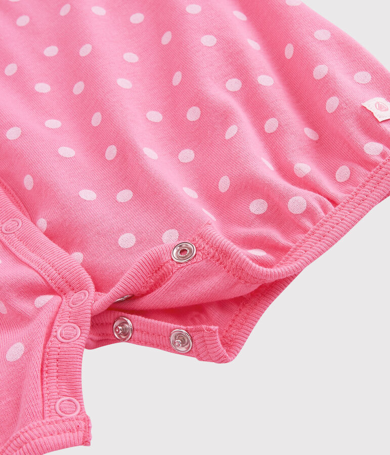 Baby-Kurzoverall aus Baumwolle mit Punktmuster rosa PETAL/weiss ECUME