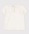 Kurzärmelige Baby-Bluse aus Bio-Musselin-Stoff weiss MARSHMALLOW