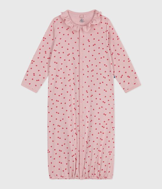 Baby Kombi-Overall mit Kragen aus bedruckter Baumwolle rosa JOLI/weiss MULTICO