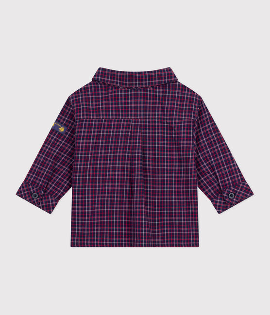 Baby-Hemd aus Flanell mit Karomuster blau SMOKING/weiss MULTICO