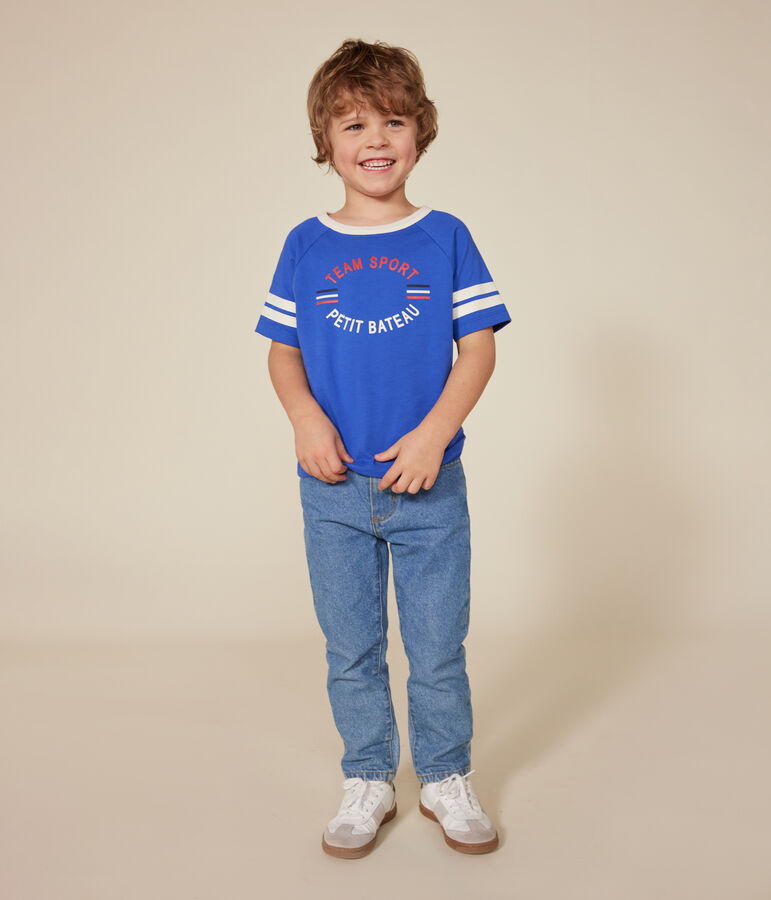 Kurz&auml;rmeliges Kinder-T-Shirt aus feinem Jersey f&uuml;r Jungen blau