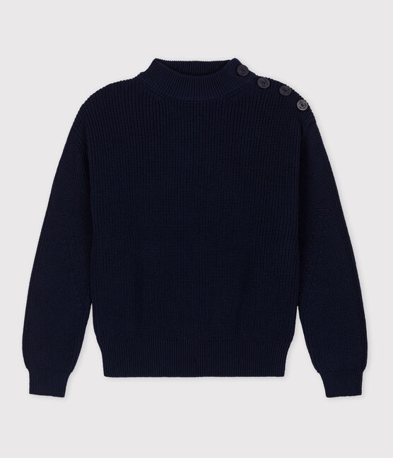 Damenpullover aus Baumwolle mit Patentmuster blau SMOKING