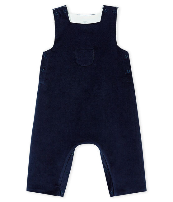 Baby Jungen Latzhose aus feinem Nicki blau SMOKING