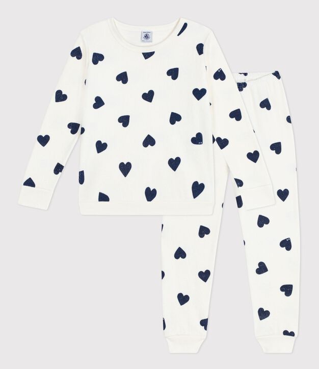 Kinder-Pyjama aus Baumwoll-Frottee mit Herz-Motiv blau/blau
