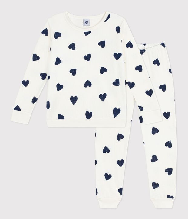 Kinder-Pyjama aus Baumwoll-Frottee mit Herz-Motiv blau/blau