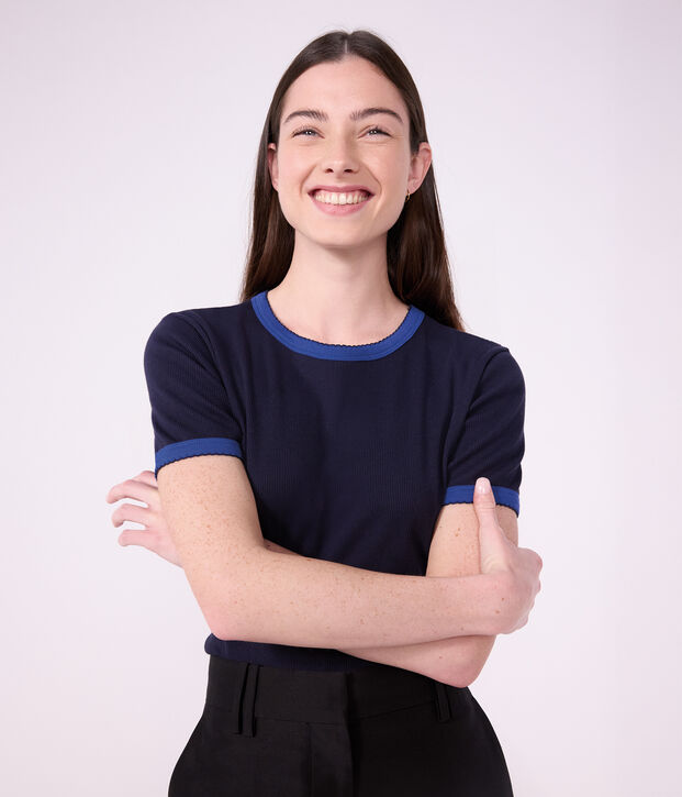 Kurz&auml;rmeliges Damen T-Shirt aus einfarbiger Baumwolle SMOKING