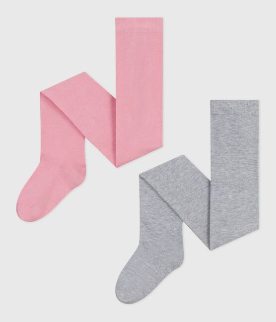 2er-Set Kinder-Strumpfhosen aus Baumwolljersey rosa CHARME/ FUMEE