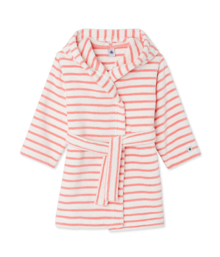 Bademantel aus Frottee f&uuml;r Kinder weiss/rosa