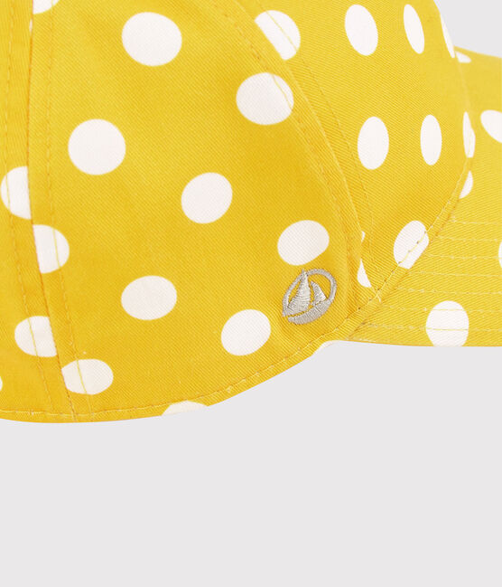 Kinder-Schirmmütze mit Polka-Dot-Print Mädchen gelb SHINE/weiss MARSHMALLOW