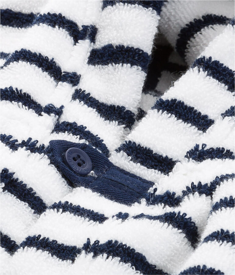 Baby-Badecape aus Frottee mit Streifenmuster weiss LAIT/blau MEDIEVAL