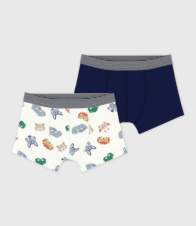 Set Kinder-Boxershorts aus Baumwolle mit Tiergesichtern vielfarbig