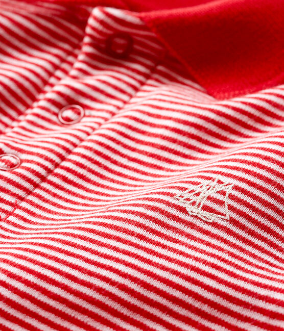 Baby-Polo-Body für Jungen, mit Milleraies-Streifenmuster. rot TERKUIT/weiss MARSHMALLOW