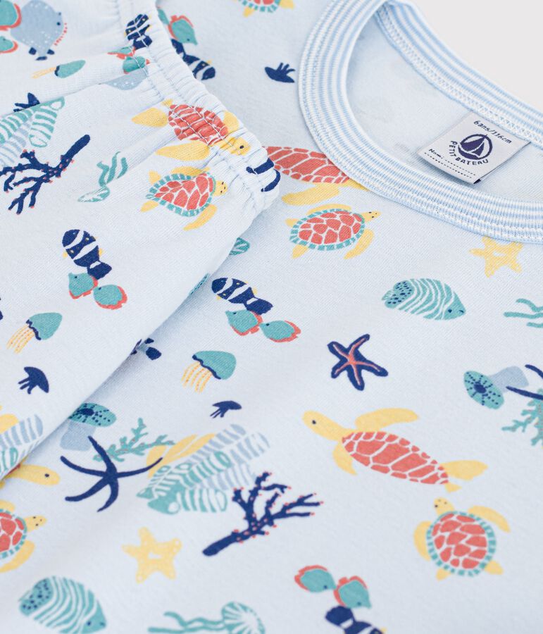 Kinder-Kurzpyjama aus Baumwolle mit leuchtendem Muster blau/vielfarbig