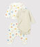 Dreiteiliges Baby-Set aus Bio-Doppeljersey mit Affenprint weiss MARSHMALLOW/weiss MULTICO