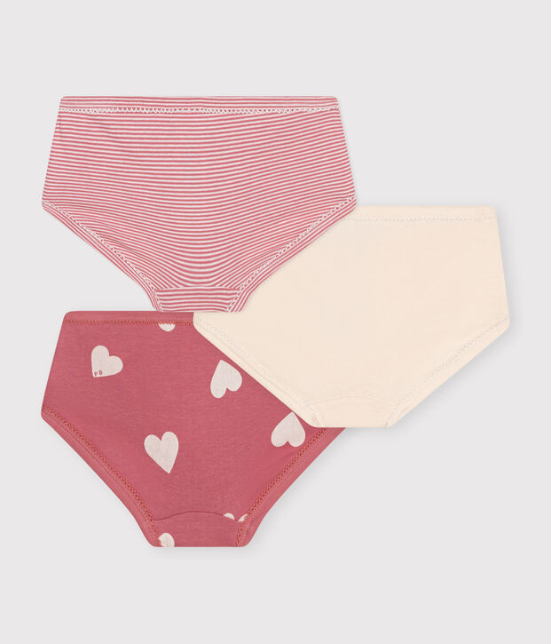 3er-Set Kinder-Slips High-Waist aus Baumwolle mit Herzmotiv vielfarbig