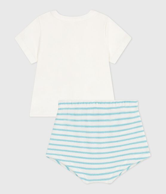 Newborn-Set Zweiteiler aus Baumwolle mit gestreiftem Unterteil blau MARSHMALLOW/ AQUATIC