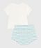 Newborn-Set Zweiteiler aus Baumwolle mit gestreiftem Unterteil blau MARSHMALLOW/ AQUATIC