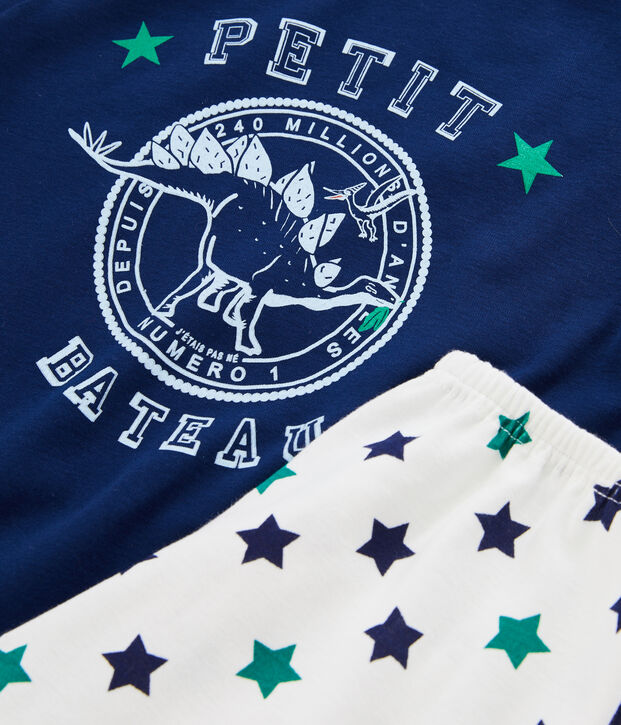 Kurzpyjama aus Leinen/Baumwolle f&uuml;r kleine Jungen blau/vielfarbig