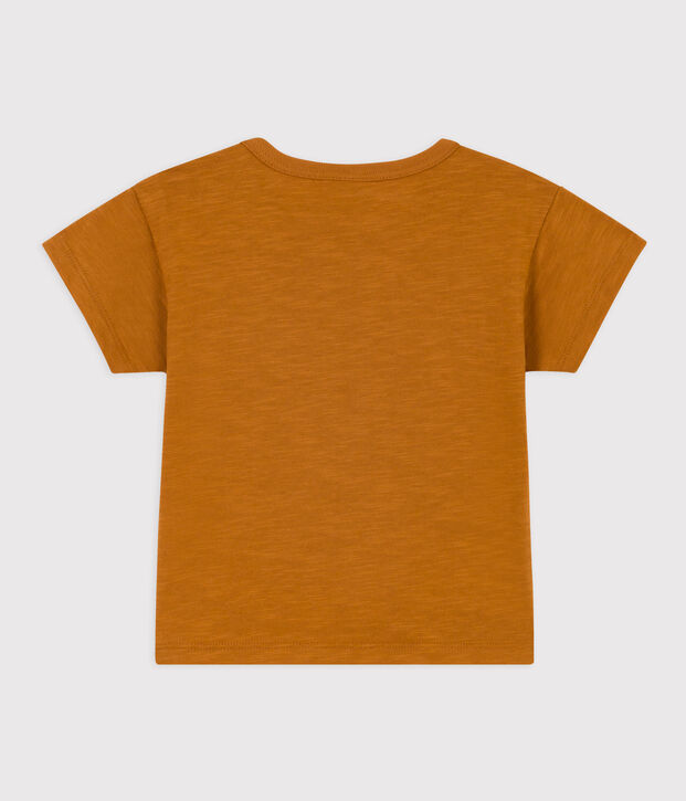 Kurz&auml;rmeliges Baby-T-Shirt aus geflammtem Jersey. braun