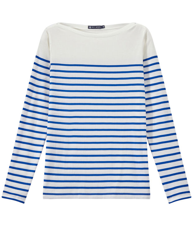 Gestreiftes Damen-Langarmshirt weiss/blau