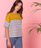 Kurzärmeliges seemannshemd damen gelb BAMBOO/weiss MARSHMALLOW/ SMOKING