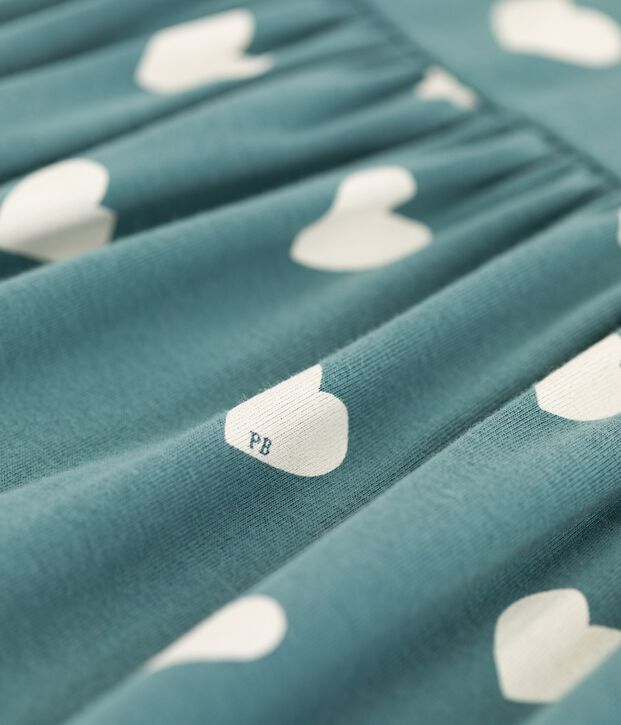 Kurz&auml;rmeliges Kleid aus Bio-Baumwolle f&uuml;r M&auml;dchen gr&uuml;n/naturfarben