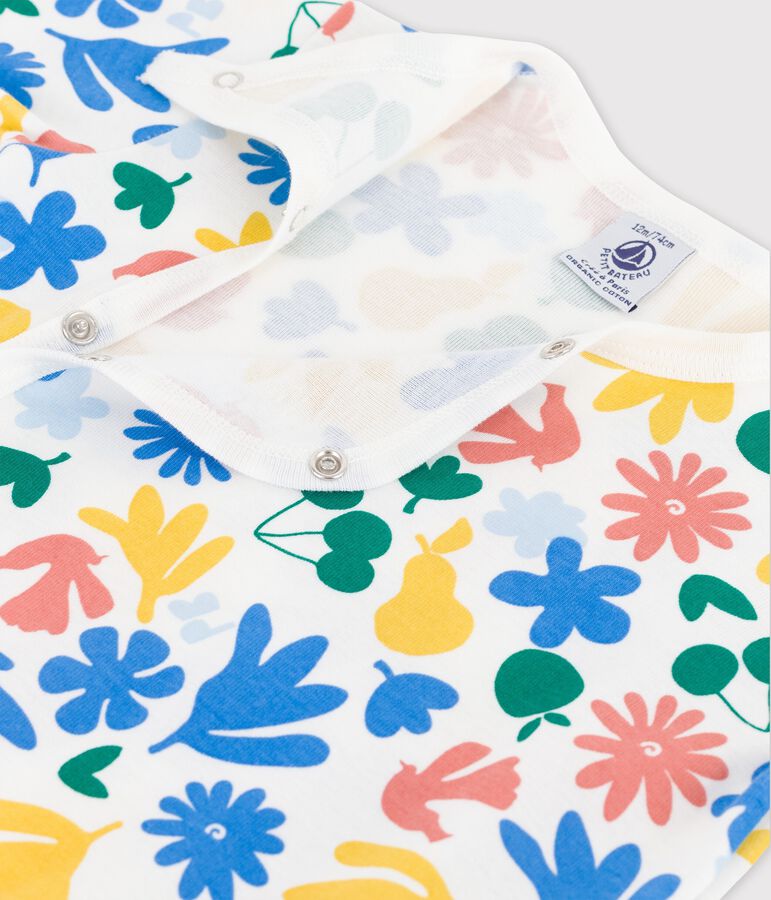 Baby-Strampler aus Baumwolle mit Blumenmotiv weiss/vielfarbig