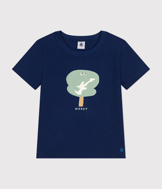 Kurzärmeliges Kinder-T-Shirt aus feinem Jersey für Jungen blau MEDIEVAL