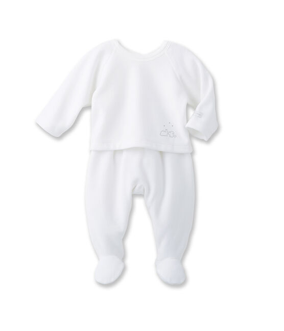 Baby-Ensemble, Unisex, Hemdchen und Hose weiss ECUME/grau GRIS