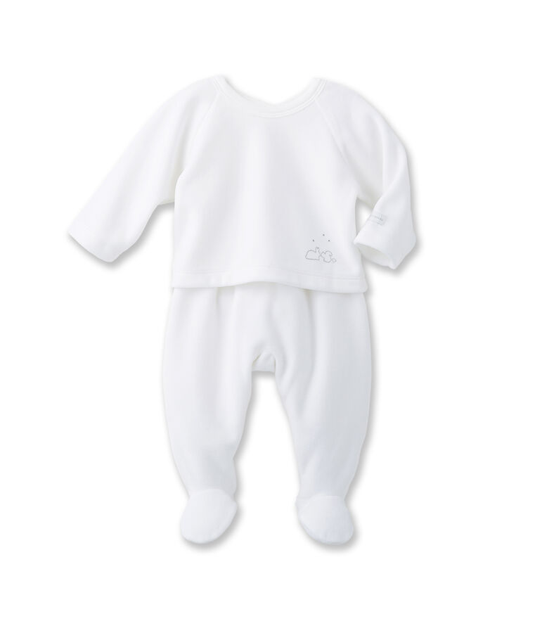 Baby-Ensemble, Unisex, Hemdchen und Hose weiss/grau