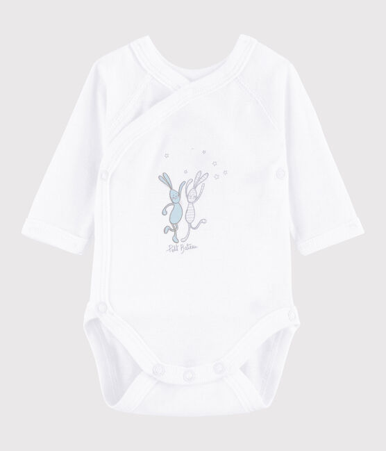 Langärmeliger Baby-Body in Wickelform Mädchen/Jungen weiss ECUME