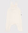 Einfarbige Baby-Latzhose aus Woll- und Baumwollstrick weiss MARSHMALLOW