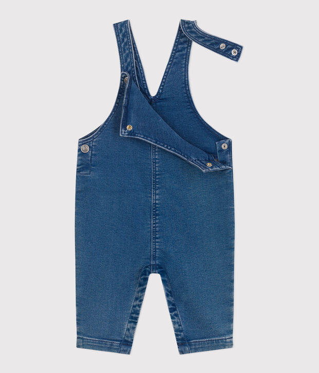 Langbeinige Baby-Latzhose aus Jeansstoff mit Elastan. blau