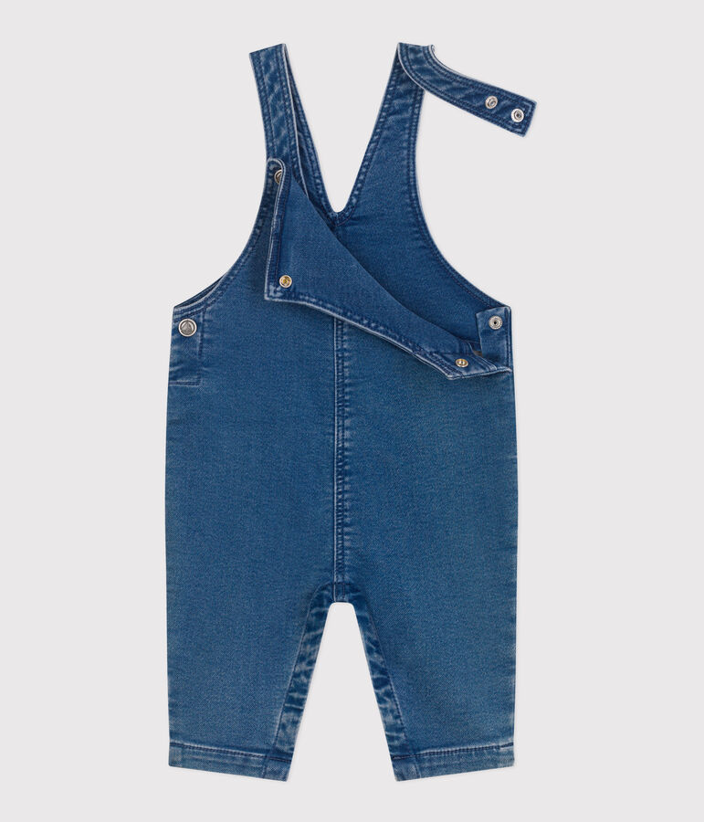 Langbeinige Baby-Latzhose aus Jeansstoff mit Elastan. blau