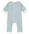Langer Unisex-Overall aus angerautem, extra warmem Bouclé-Frottier mit Streifenmuster weiss MARSHMALLOW/blau ASTRO