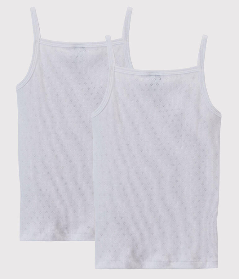 2er-Set Spaghetti-Tops aus Bio-Baumwolle mit Lochstickerei f&uuml;r M&auml;dchen vielfarbig