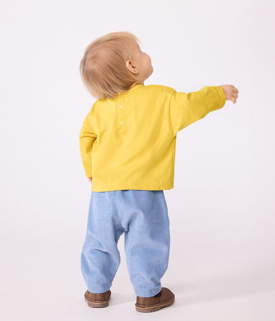 Langärmeliges Baby-T-Shirt aus Baumwolle mit Katzenmotiv gelb NAPLES