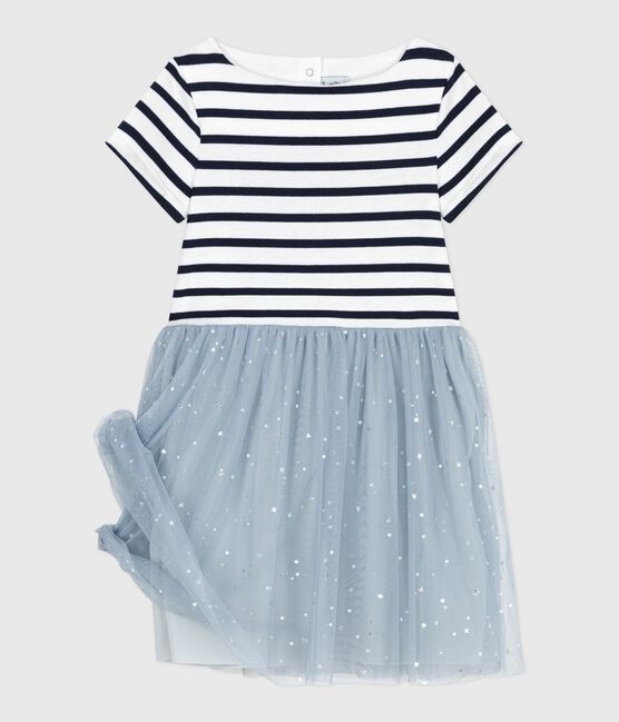 Kurzärmeliges Kinder-Kleid aus Baumwolle mit Streifen CO2/ MULTICO