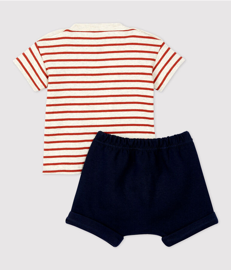 Zweiteiliges Baby-Set aus Bio-Baumwolle mit Streifenmuster beige/braun