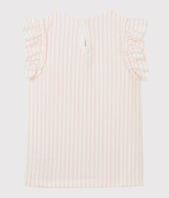 Kurzärmeliges Kinder-T-Shirt aus Jersey für Mädchen rosa MINOIS/weiss MARSHMALLOW