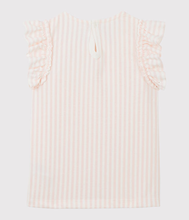 Kurz&auml;rmeliges Kinder-T-Shirt aus Jersey f&uuml;r M&auml;dchen rosa/weiss