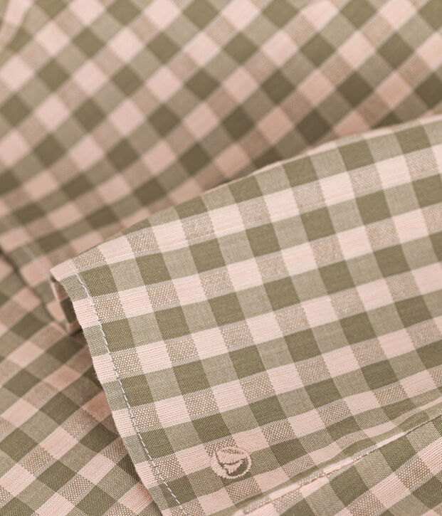 Kurz&auml;rmelige Baby-Bluse aus Seersucker gr&uuml;n/rosa