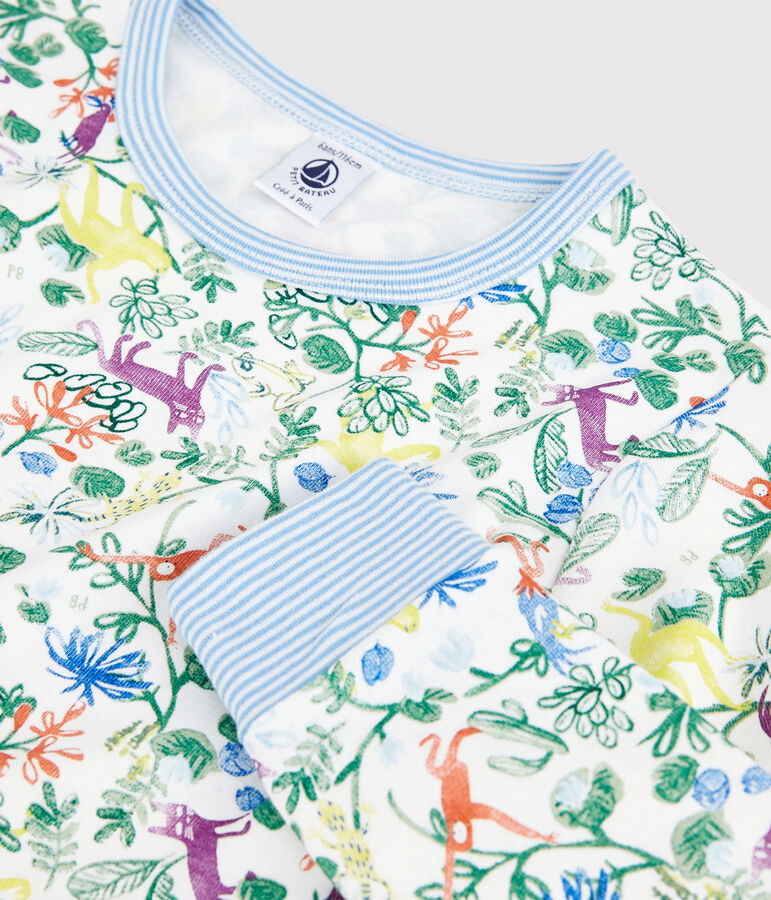 Kinderpyjama aus Baumwolle mit Dschungelmotiv f&uuml;r Jungen weiss/vielfarbig